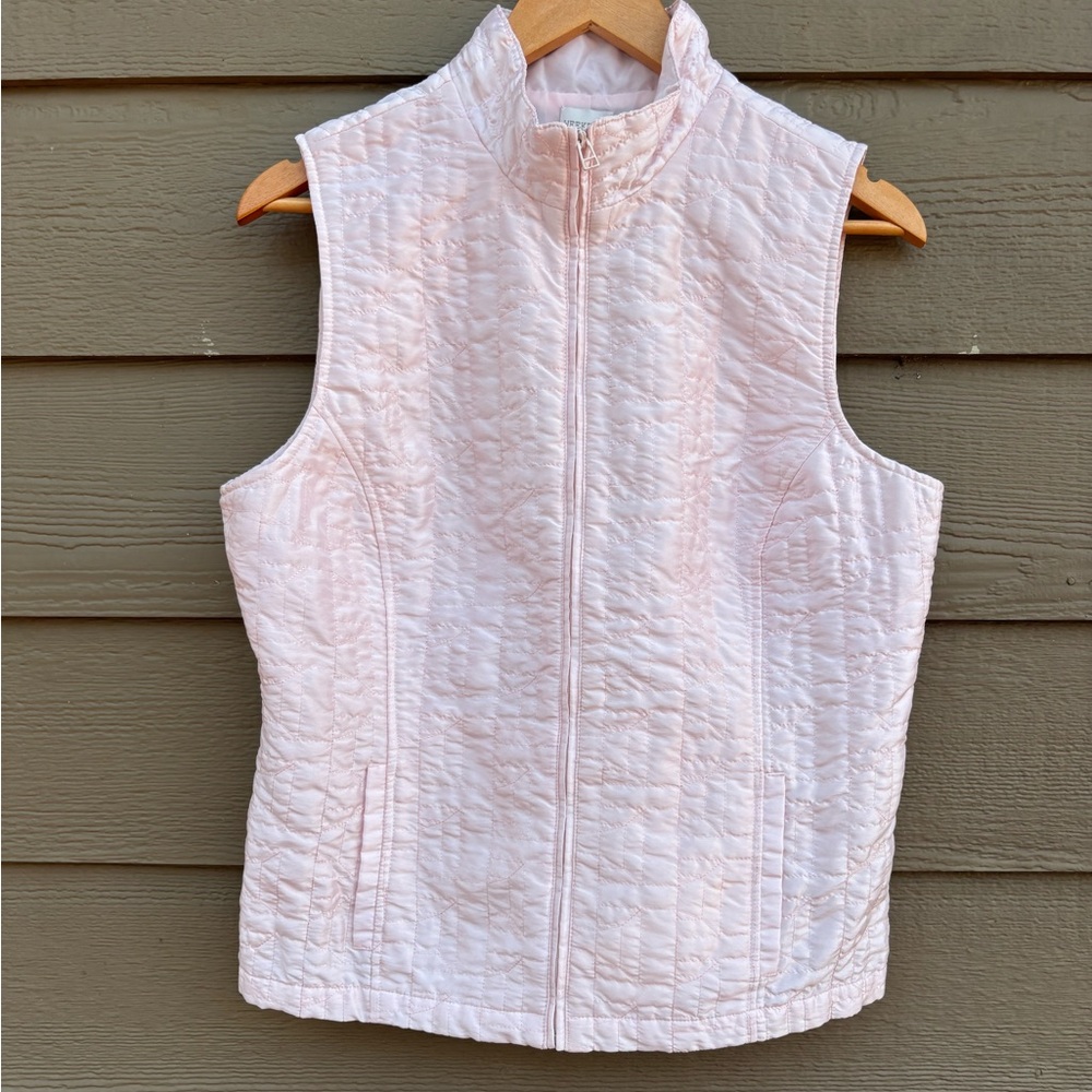 NWOT! Preppy Chico's "Weekends" Line Pink Quilted Vest layering cottagecore Sz 1
